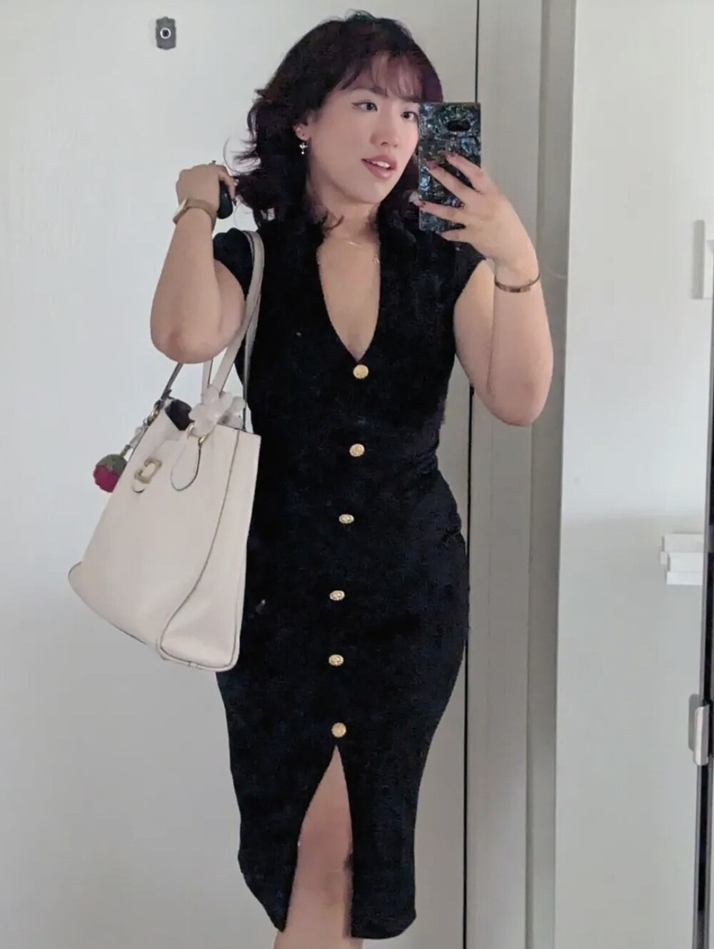Zara Black Pique Midi Dress - Small